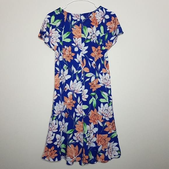 Signature Collection Blue Floral Print Jill Dress Size Small - Picture 9 of 11